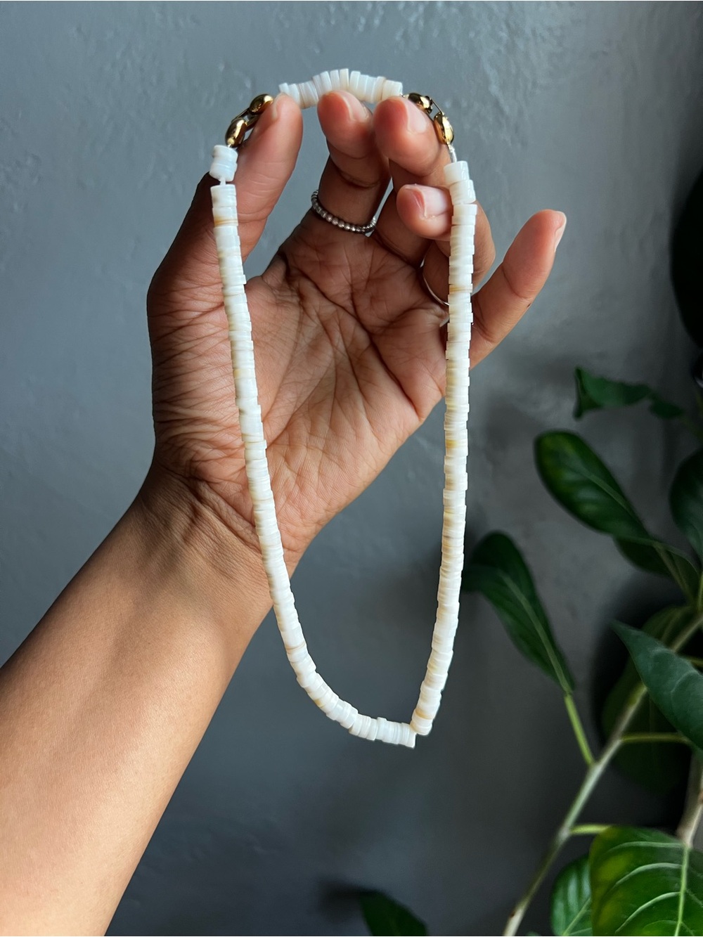 Jenny Bird White Heishi Bead Necklace with Extender